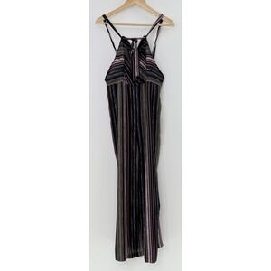 NWT Live To Be Spoiled Striped Halter Wide Leg‎ Jumpsuit Sz M Maxi Lounge Boho